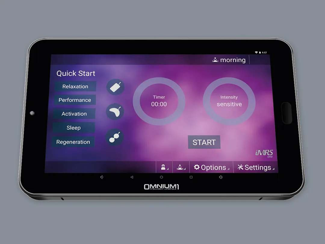 L’unità di controllo del sistema PEMF: il tablet coi programmi, pronto all’avvio